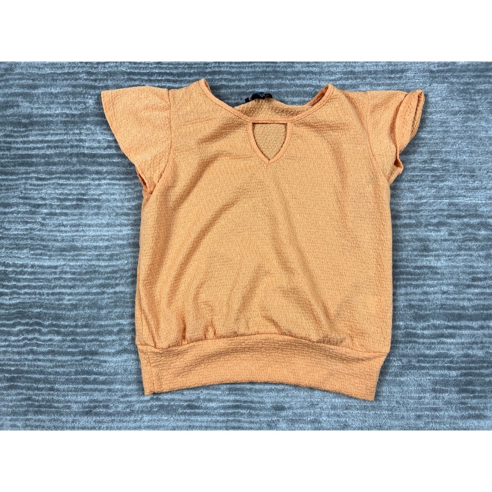 A. Byer Top Womens Small Orange Short Sleeve Polyester Blend‎ Casual